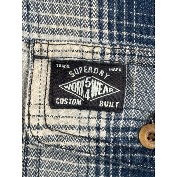 NWT Superdry Vintage Trailsman Flannel Shirt Men’s M Blue Plaid Button Down - Picture 5 of 15